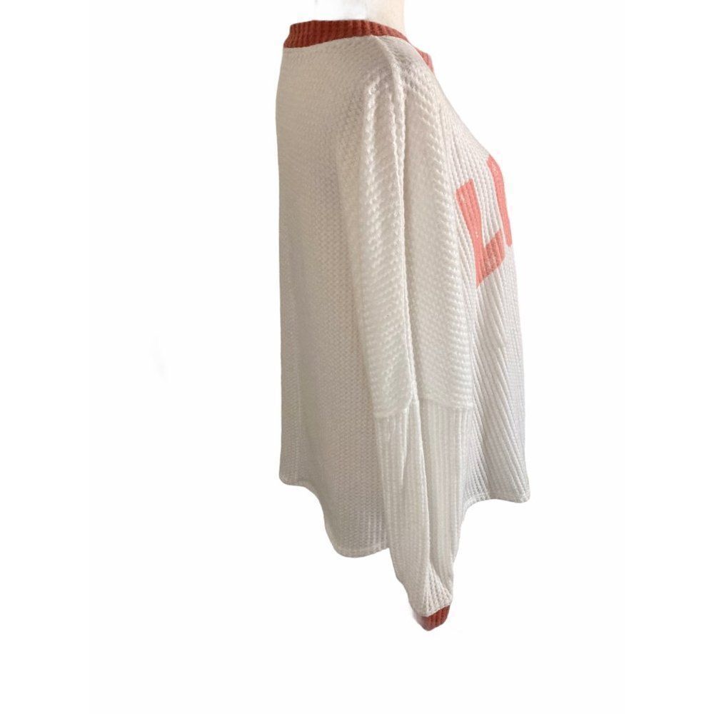 PHIL LOVE RINGER TOP MEDIUM WHITE ORANGE THERMAL - Picture 3 of 9